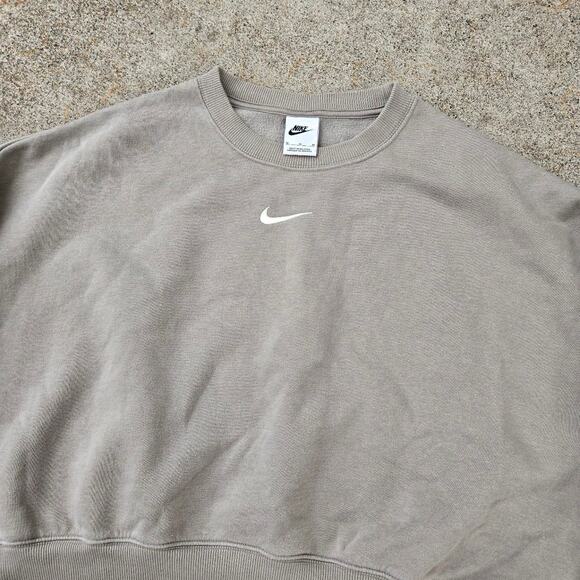 Vtg Y2k NIKE Center Swoosh Logo Earthtone Cropped Fit Crewneck Sweatshirt Med - Picture 3 of 6